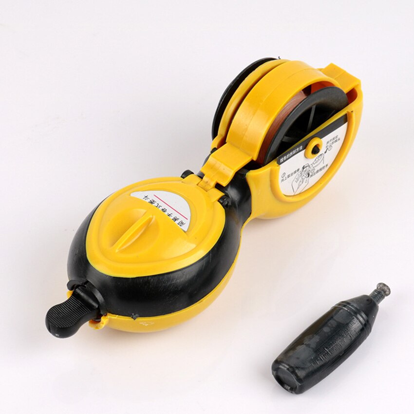 Carpenter Manual Ink Marker Chalk Line, 15 Meters Line, Hand Crank Wind Chalk Line Box, for Woodworking Construction