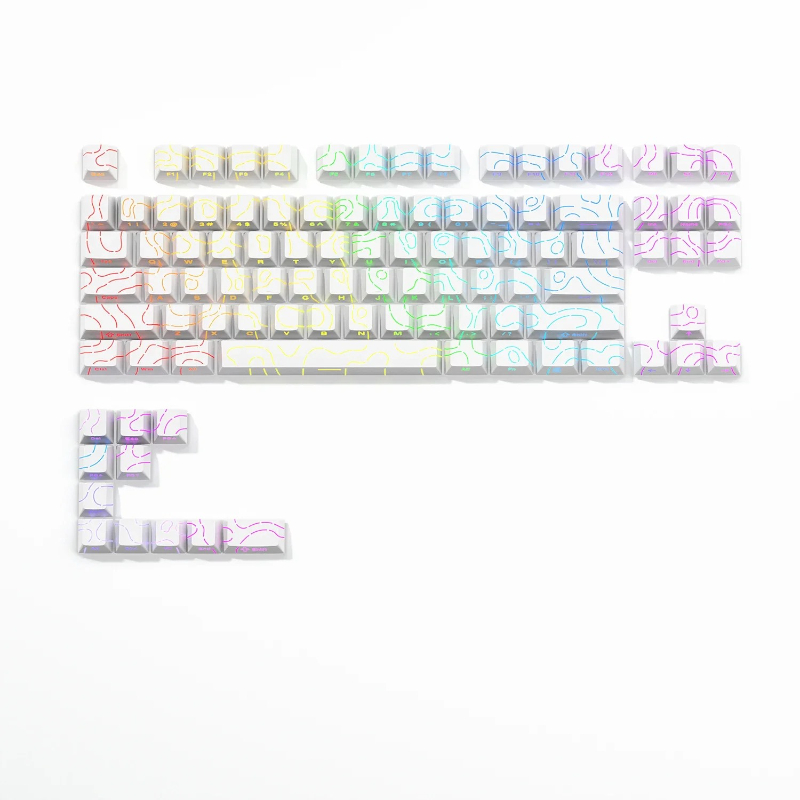 Teclas topográficas blancas de 98 teclas, teclas PBT 4,0, doble disparo, impresión lateral, brillo a través de teclas retroiluminadas para teclado mecánico MX Gamer