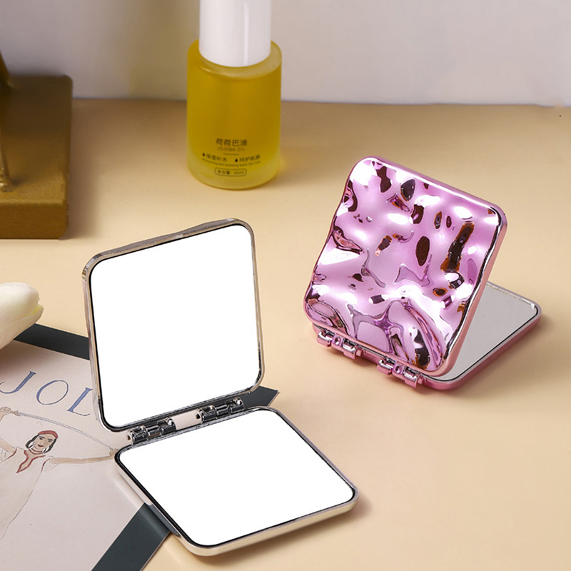 Mini Square Makeup Mirror Portable Hand Mirror Small Double-sided Miroir Folding Compact Clamshell Simplicity Mirror Beauty
