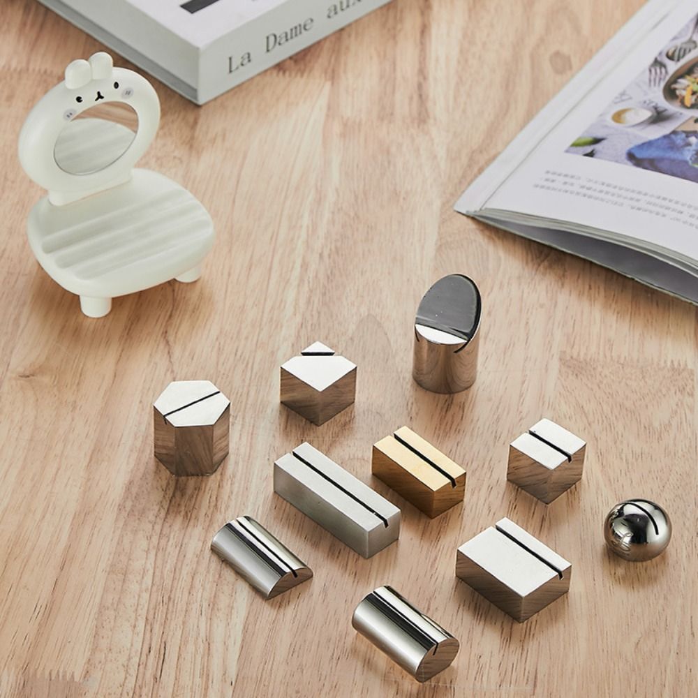 Display Stand Stainless Steel Card Holder Solid Funny Number Sign Holder Label Holder Menu Card