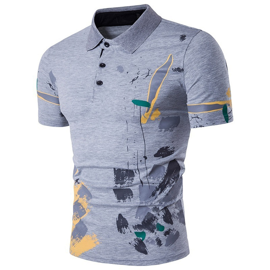 Zogaa Brand Mens Polo Shirt Short Sleeve Casual Graffiti Print Cotton Polo Shirts Male Tops Tees