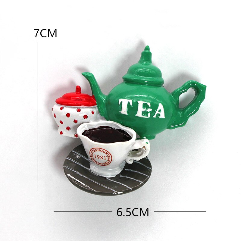 Imán de nevera biónico para alimentos, palo de refrigerador magnético , plátano, mango, fresa, zanahoria, modelo de taza, decoración de refrigerador: Green teapot