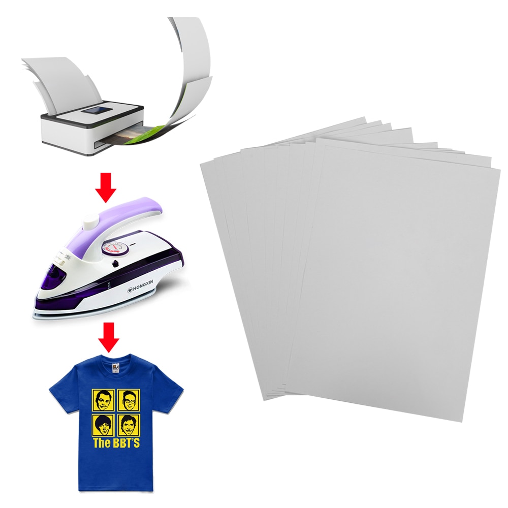 10Pcs A4 Heat Transfer Paper DIY T-Shirt Iron-On Painting Light Fabric Cloth Scrapbooking Stamping Sewing Supplies