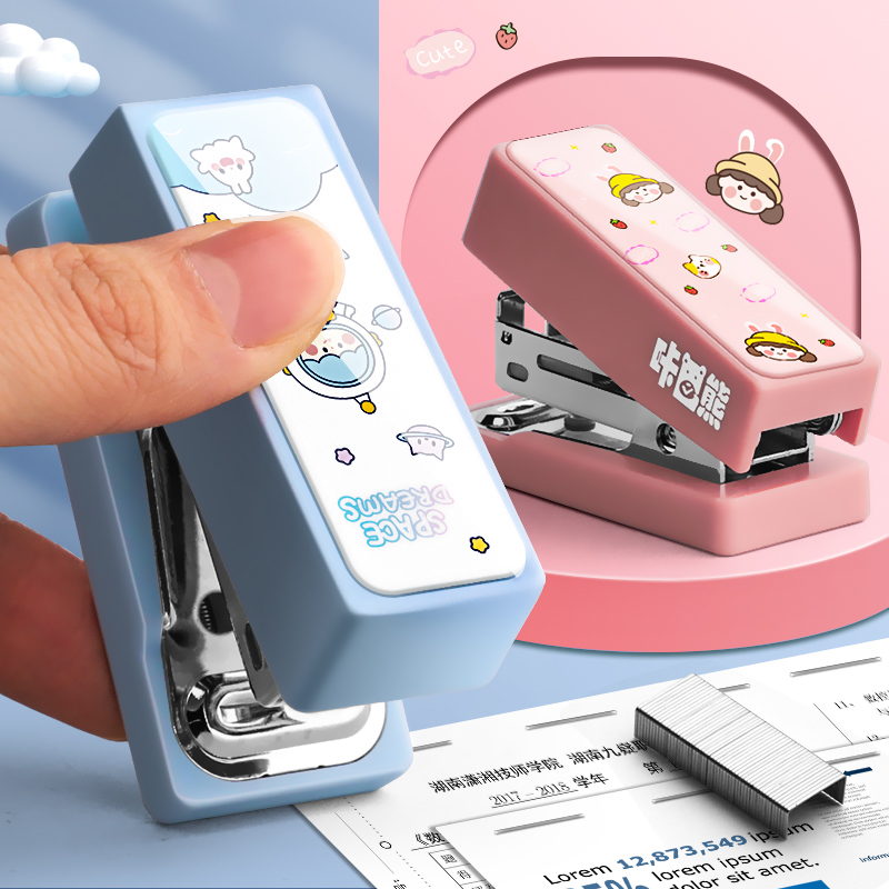 Mini Morandi Color White/Pink/Green/Blue Metal Stapler Set With Staples Binding Tools Stationery Office School Student Supplies