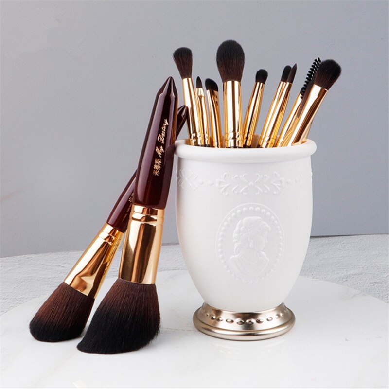 Juego de brochas de maquillaje de gama alta 13 Uds brocha para base y polvos sombra de ojos pincel de labios cepillo de base plana Kit de herramientas cosméticas de