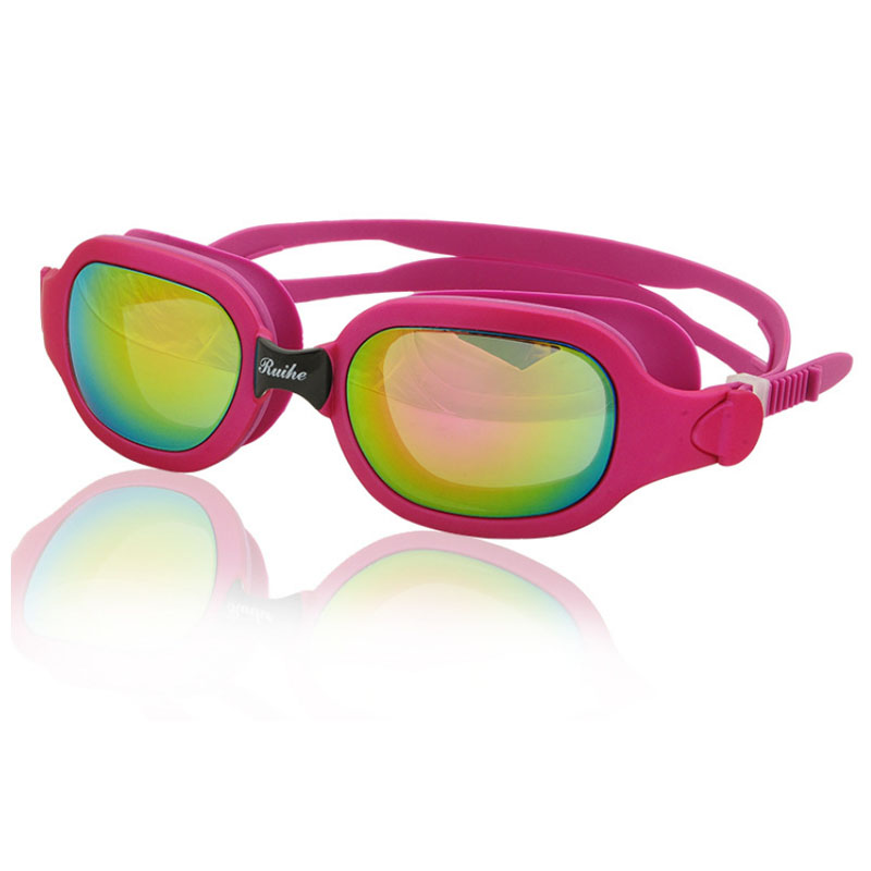 Gafas de sol profesionales antiniebla para mujer, lentes de natación impermeables, máscara de buceo, novedad: Rose Red