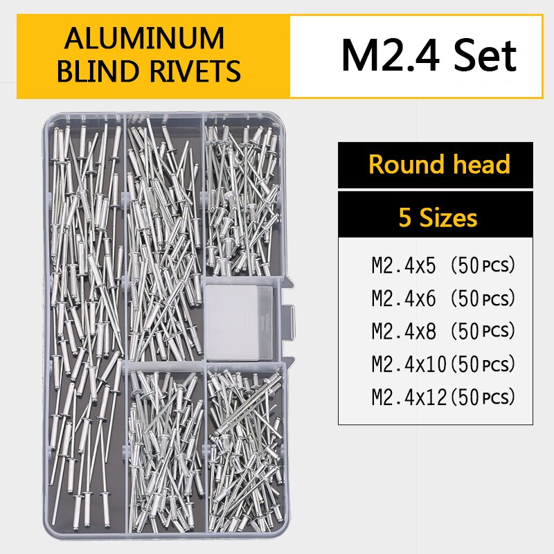 2.4/3.2/4/5mm Aluminium Open End Blind Rivets Set ... – Grandado