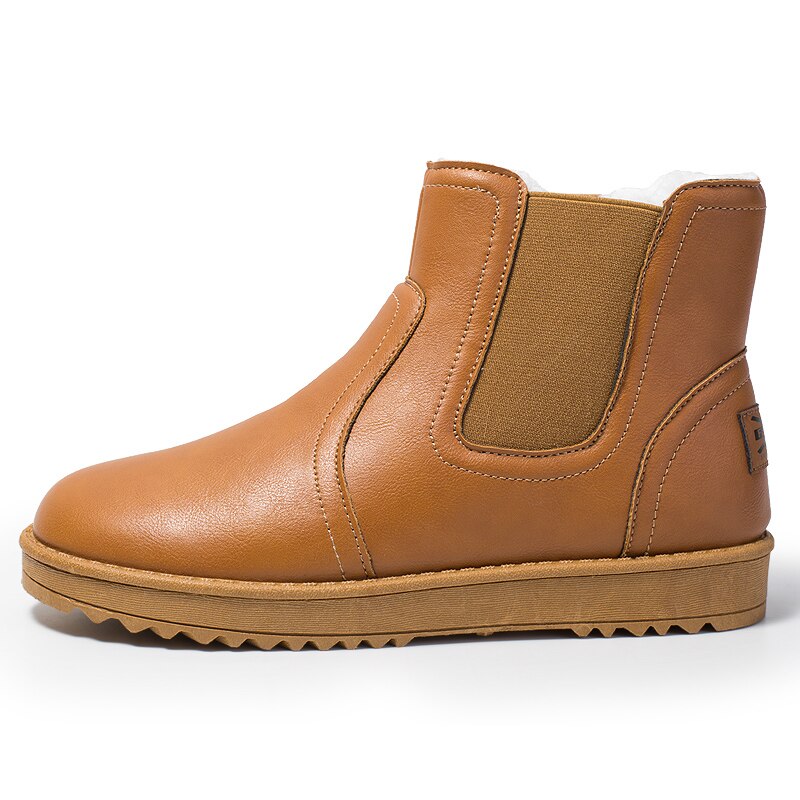 Classic Brand Men Sheepskin Leather Snow Boots Shearling Wool Fur Lined Winter Boots Keep Warm Shoes Waterproof Brown