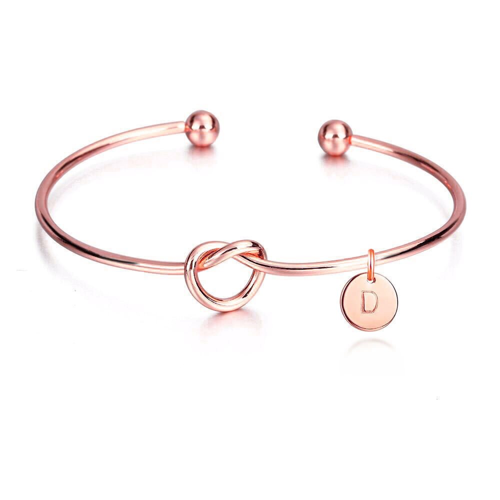 Bracelets Bangles Zinc Alloy Minimal Metal Knotted Bracelet Letter Open Bracelet Jewelry Accessories Christmas Jewelry: Rose gold D