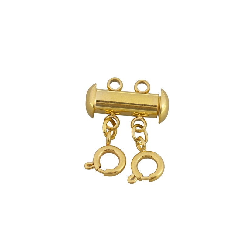 3 Sets/partij Multi Karabijn Gelaagdheid Streng Ketting Sluiting Connectors Voor Diy Maken Armband Sieraden Accessoires: Gold-2 holes
