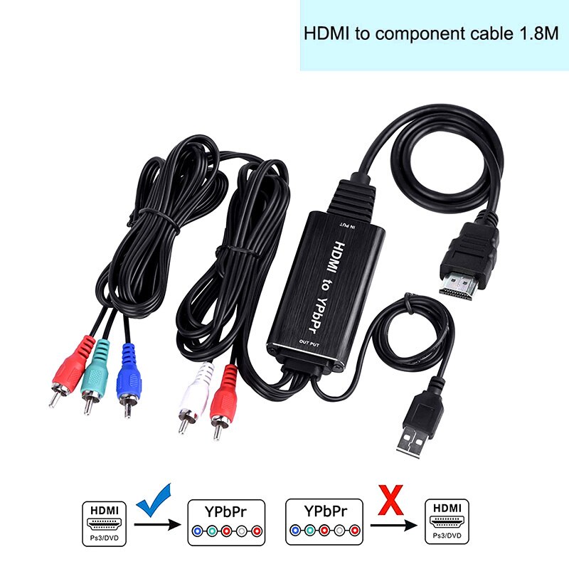 HDMI to RGB VGA 5RCA component converter HDMI to component Ypbpr converter Scaler HDMI in to Tpbpr out for PS4 apple TV DVD: HD to component 6ft
