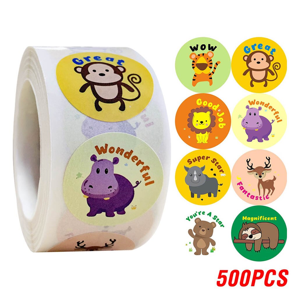 100-500pcs/roll Lovely Cat Stickers For School Reward Stickers Classroom Decoration Encouragement Sticker For Student Teacher: plum