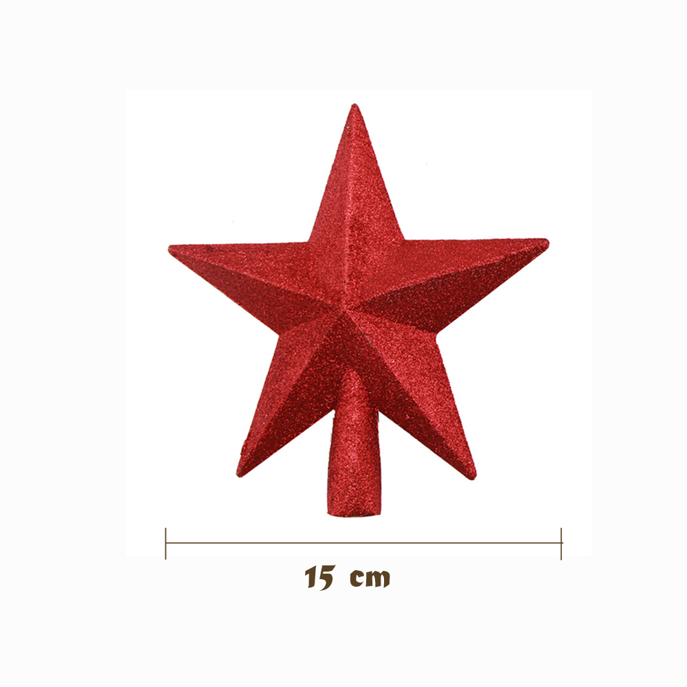 Decoración superior de estrella de cinco puntas para árbol de Navidad, suministros de de año , decoraciones para el hogar, 15/20Cm: 15CM Red