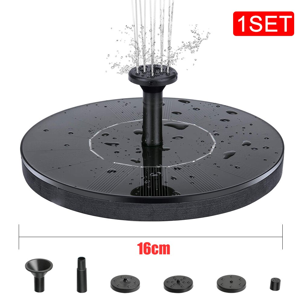Solar Water Fountain Decoration Swimming Pool Waterfall Fountain Garden Outdoor Bird Bath Solar Powered Floating Solar Fountain: 16cm 1SET