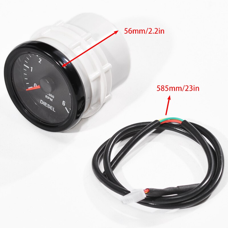 Tacómetro eléctrico blanco para Motor diésel, accesorios para coche, 52mm, 0-6000 RPM (en el salpicadero)