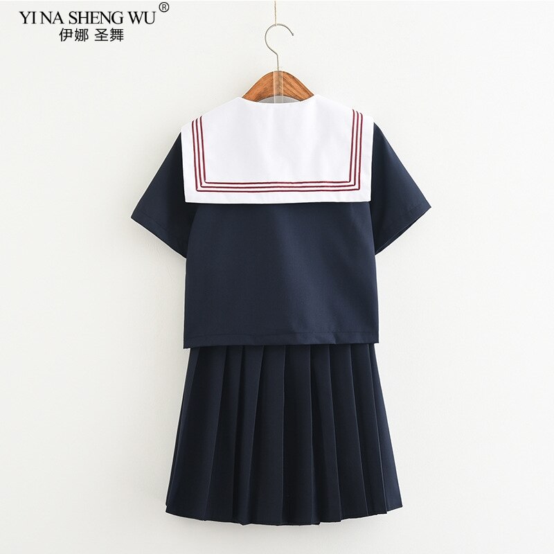 Japanese School Navy Blue JK Uniforms Pleated Skirt Sailor Suits White College Wind Suit Girl Students Uniforms Cosplay Costumes