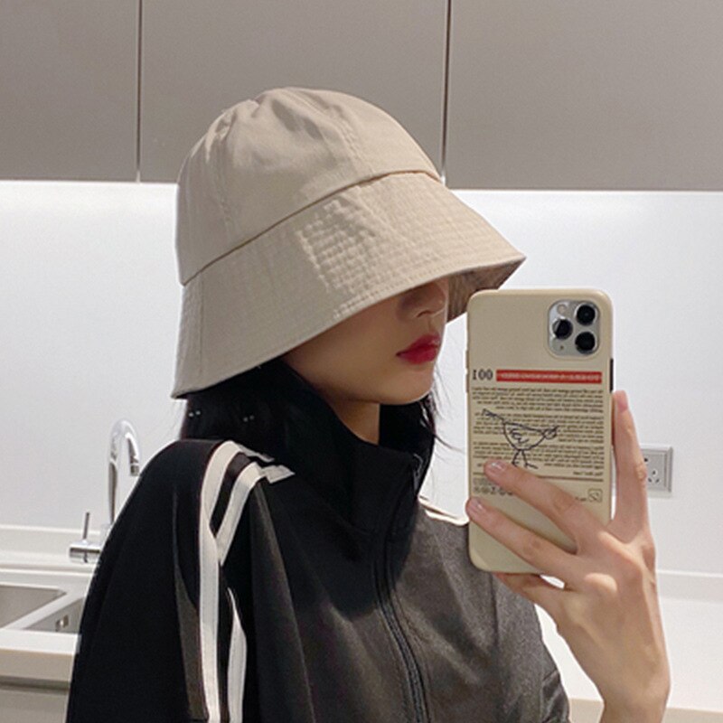 Coton lin femmes fille plaine seau chapeau blanc femme Panama printemps crème solaire casquette de pêche pêcheur bassin chapeau