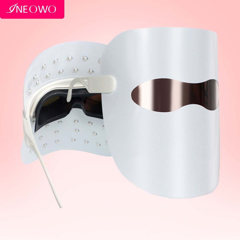 48 Led Tricolor Gezicht Lichttherapie Masker Photorejuvenation Masker Gezicht Verjonging Schoonheid Instrument Met Visuele Spiegel
