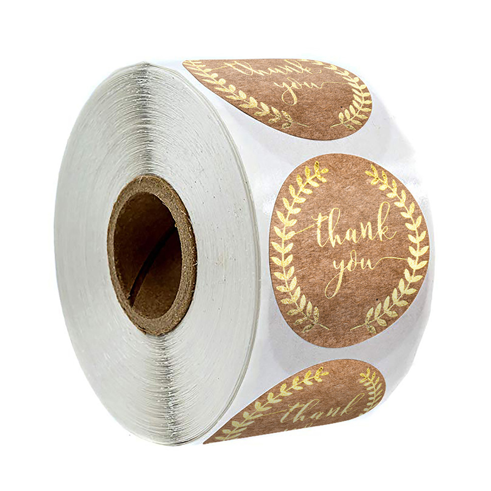 1Inch Ronde 50 Stuks Dank U Sticker Wad Met Bladgoud Olijftak Stickers Voor Lokale Handgemaakte Cadeau Sticker gold Seal Labels: Default Title