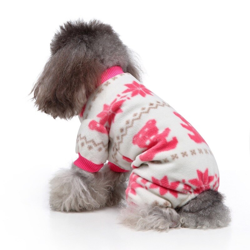 Winter Hond Kleren Mooie Sneeuwvlok Zachte Fleece Pyjama Voor Kleine Middelgrote Honden Puppy Warme Hond Kleding 4-Legged Jas kleding #