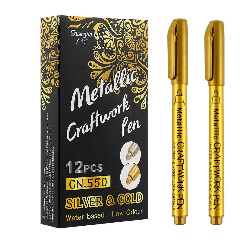 Rotuladores metálicos impermeables para dibujo de estudiantes, marcadores de pintura permanente, color dorado y plateado, suministros para manualidades: Morado