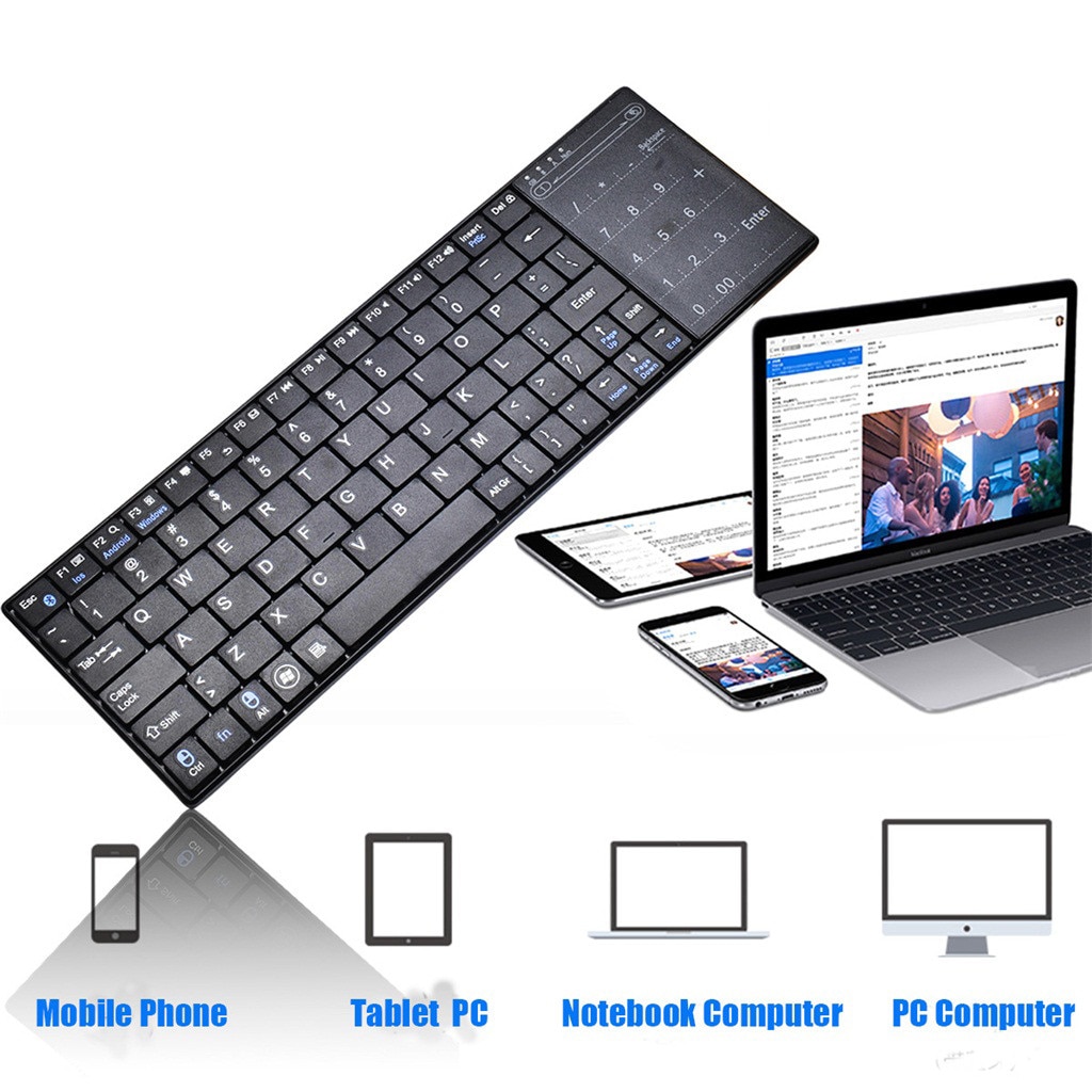 Wireless Slim Bluetooth Keyboard With Touchpad For IOS Windows Android#T3