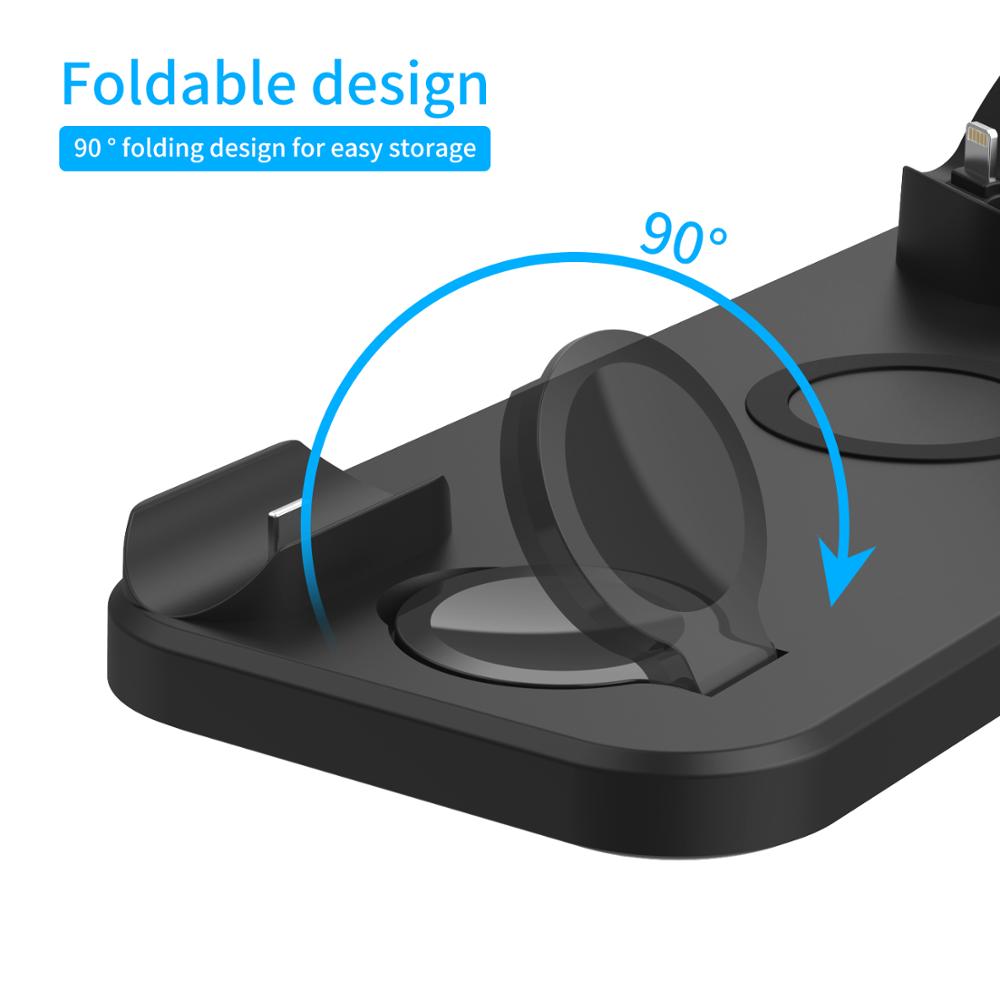 6 in 1 kabelloses ladepad mit qi-induktions-schnellladefunktion für apple watch 6 5 4 3 , airpods pro, iphone 12 pro /11/ xr/xs/x /8