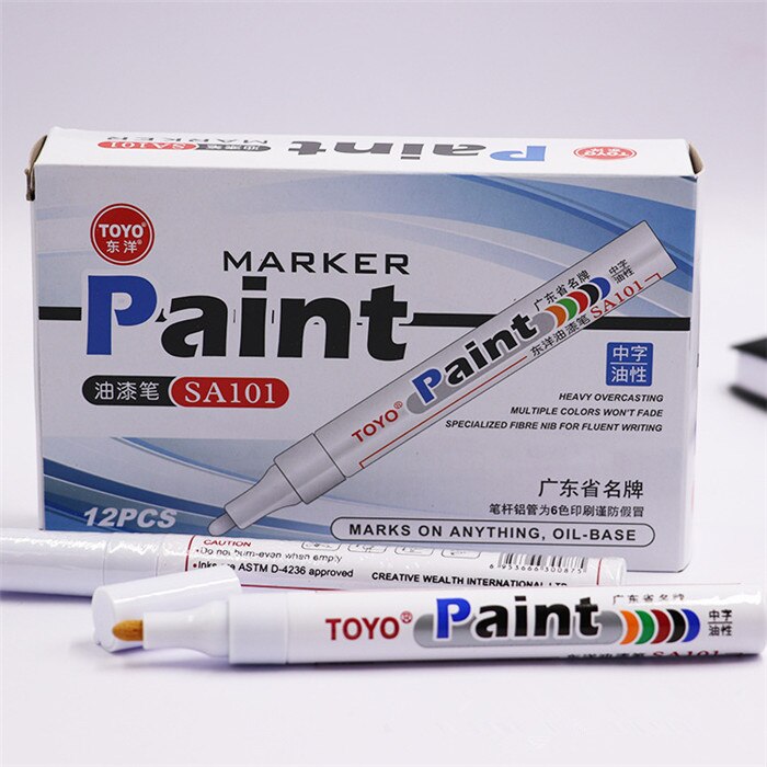 9 Colors White Waterproof Permanent Paint Marker Pen Car Tyre Paint Pen Rubber Tread Environmental Tire Painting DIY Office: White 1pc