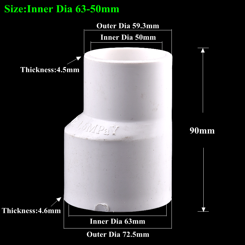 1Pc PVC Straight Eccentric Reducer Connectors, Garden Irrigation Water Pipe Joint Drainage Pipe Accessories Fish Tank Adapter: Orange