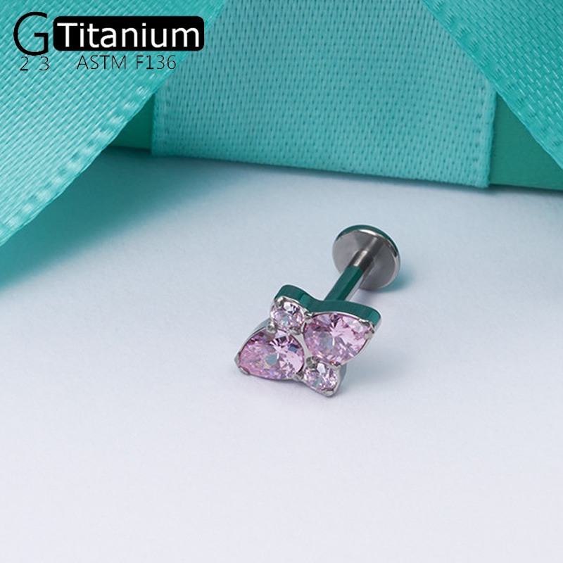G23 Titane Goujon Filetage Intérieur Zirconium Oreille Cartilage Goujon Lèvre Goujon femme Délicate Corps Piercing Bijoux