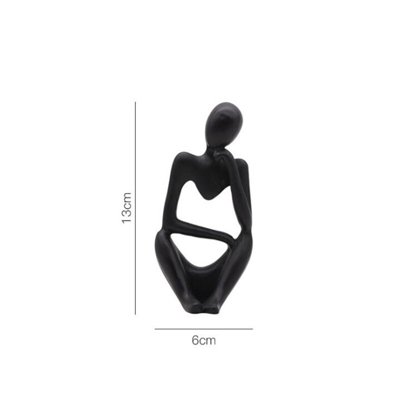 Home Decoratie Hars Sculptuur Denker Karakter Abstract Standbeeld Art Europese Stijl Voor Home Decor Moderne Kantoor Plank Desktop: Black B