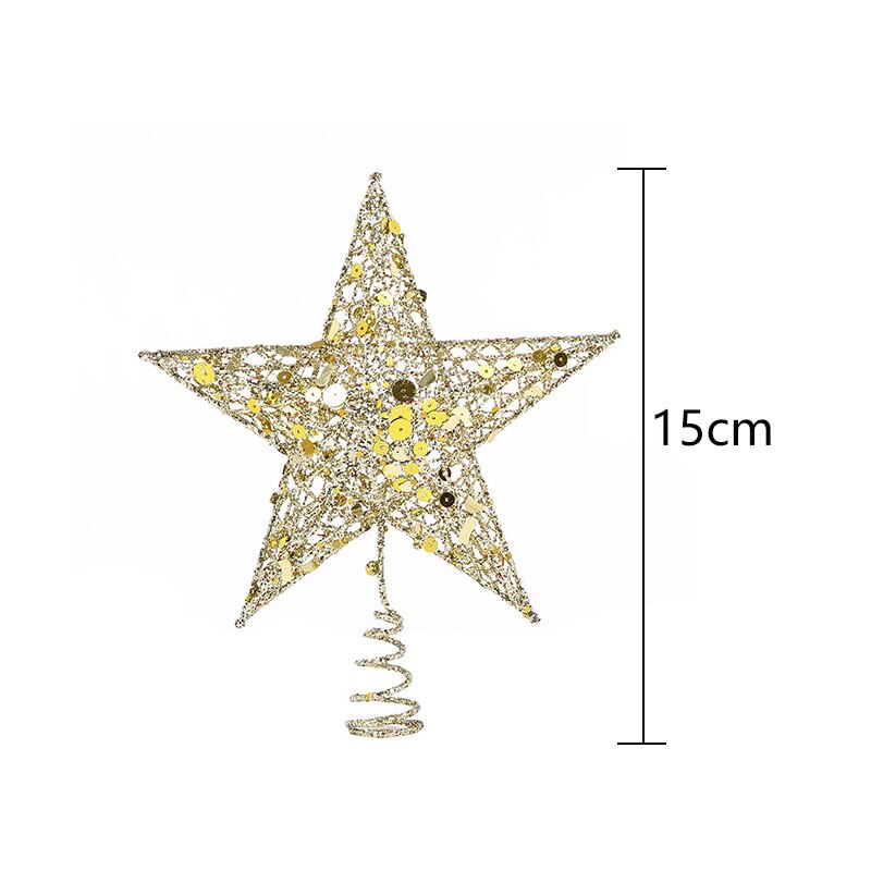 1Pc 15Cm Kerstboom Topper Mooie Iron Star Topper Glinsterende Kerstboom Decoratie Ornamenten (Goud, zilver, Rood)