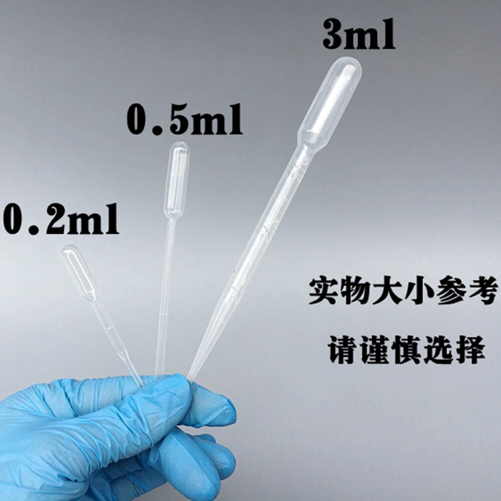 100pcs , 0.2ml 0.5ml,1ml,2ml,3ml,5ml Plastic Dropper Pipette Graduated Transparent pipettes