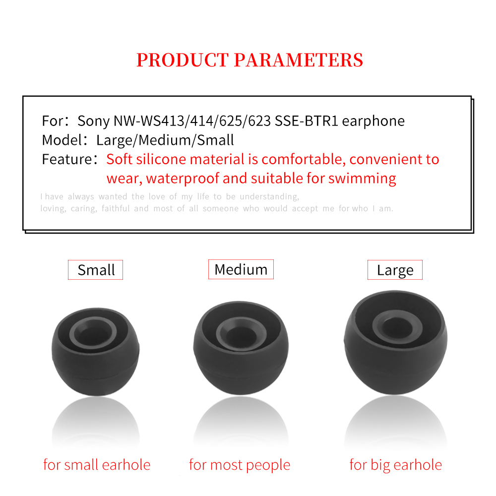 6 uds almohadillas impermeables de silicona para Sony NW-WS413 WS414 almohadillas WS625 WS623 SSE-BTR1 auriculares puntas de natación tapones para los oídos suaves