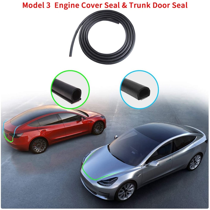 Kit de sellado de puerta de 2 uds, cubierta de motor y puerta de maletero, goma insonorizada, borrador de viento, juego de reducción de ruido para Tesla Model 3: Default Title