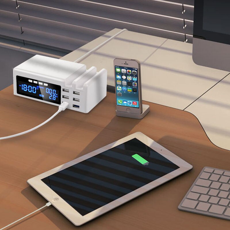 40W USB Charging Station Fast Charge, Multi Device Quick Charger Organizer 6-Port Smart Identification Tech