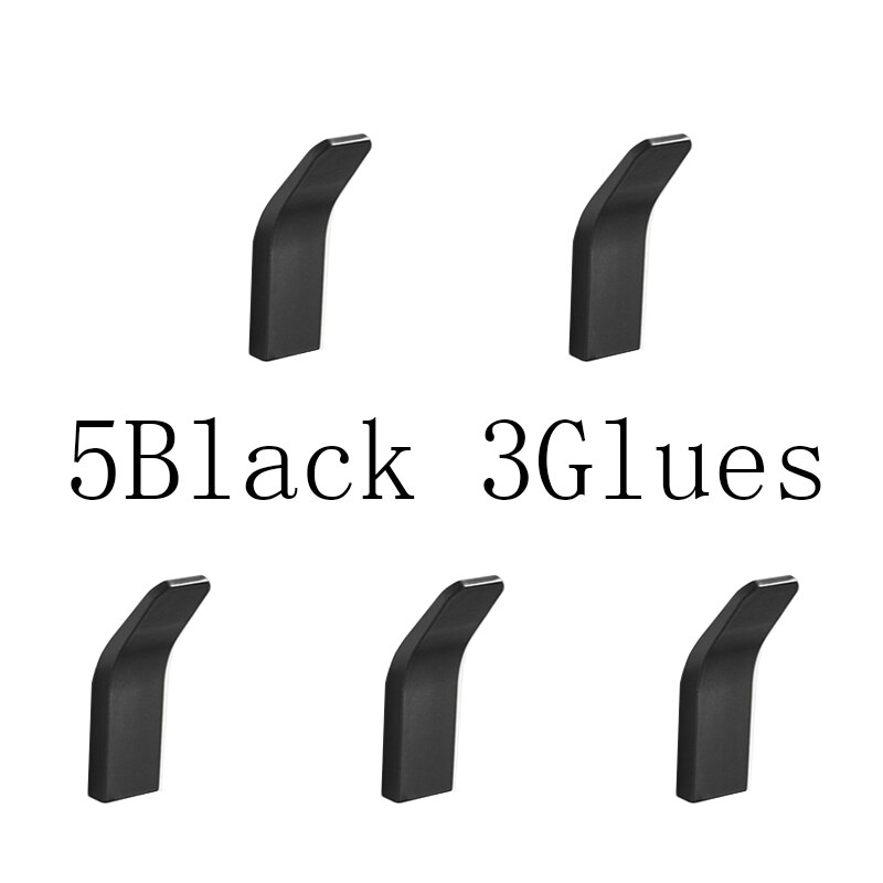 Traje negro gancho de pared perchero Toalla de baño gancho inoxidable colgador perchas de ropa para la cocina Hardware Baño: Black 5PCS