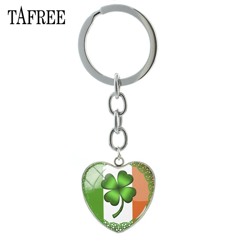 TAFREE Lucky Clover Hart Vorm Sleutelhanger Vlinder Sleutelhanger klavertje Vier Populaire Cabochon Sieraden Voor QF368: QF357