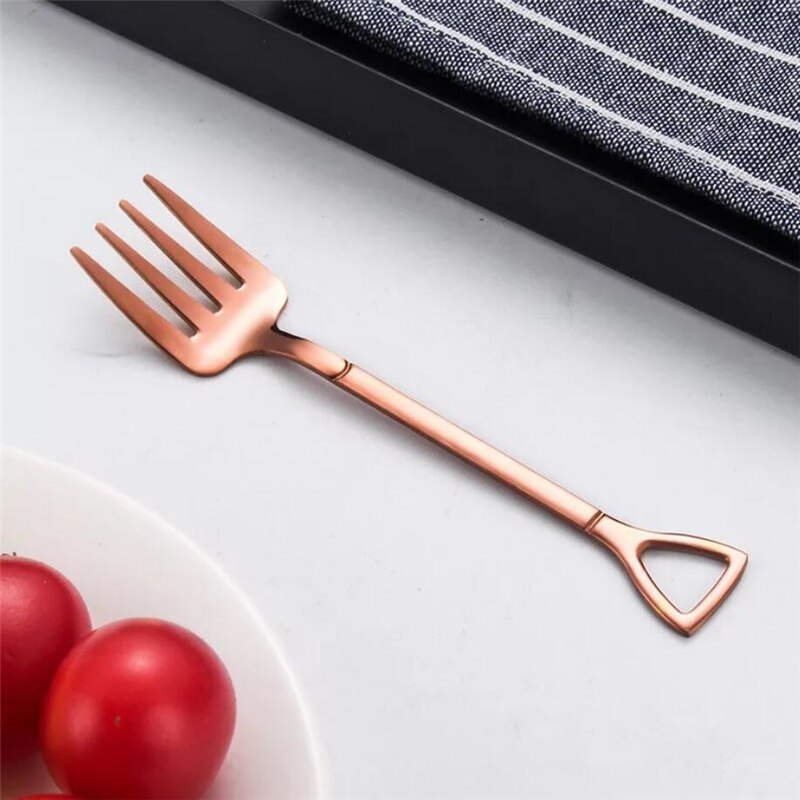 Stainless Steel Spade Dessert Fork Spoon Long Handle Coffee Spoon Teaspoon Stirring Spoon Tableware