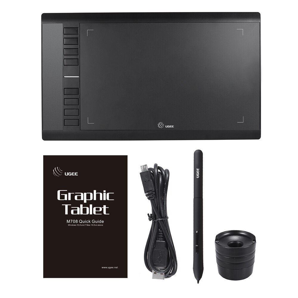 UGEE M708 carte de dessin graphique améliorée avec stylo passif sans batterie 8192 sensibilité à la pression 266RPS 10*6 pouces