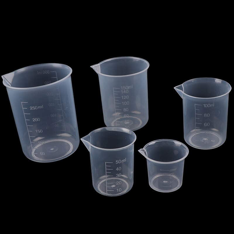 2Pcs Transparent Kitchen Laboratory Plastic Volumetric Beaker Measuring Cup 250ml/150ml/100ml/50ml/25ml