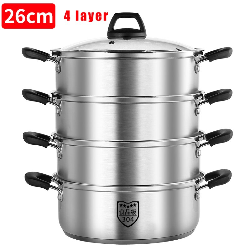 Haus Küche Dampf Topf Suppe Topf Edelstahl Topf Multi-funktion Kochgeschirr Topf: 26CM-vier Schicht