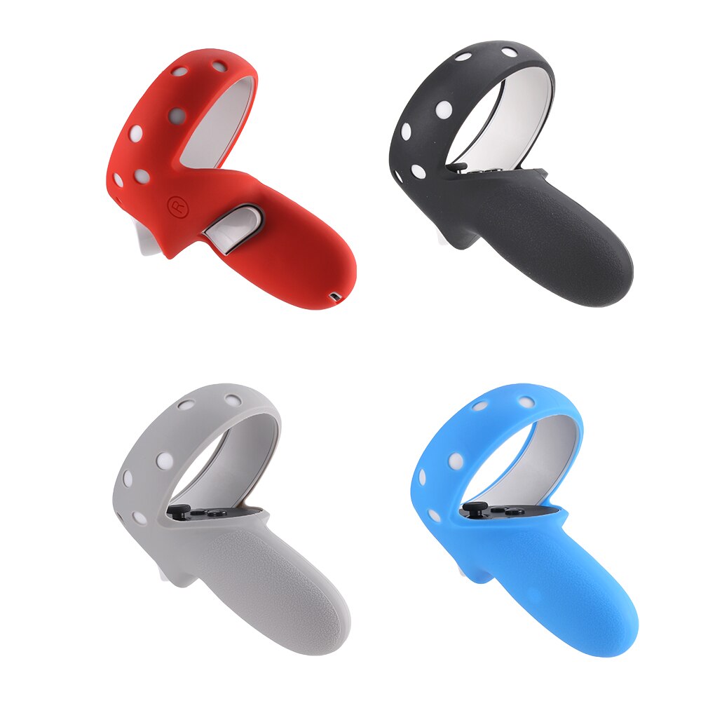 VR Headset Cover Silicone Replaceable VR Handle Cover Full Protector Replacement for Oculus Quest 2, Grey/Blue/Black/Red