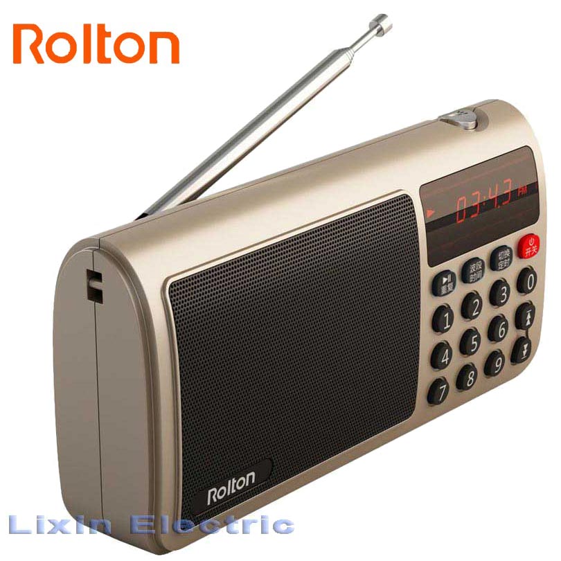 Rolton-Radio portátil T50 de banda mundial, reproductor de música Mp3, tarjeta TF y linterna para PC y iPod