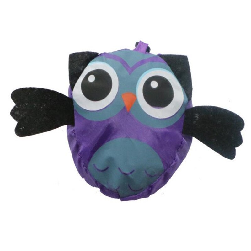 Simpatico sacchetto della spesa pieghevole a forma di gufo animale borsa riutilizzabile borsa a tracolla da viaggio portatile borse pieghevoli organizer per la casa: Viola