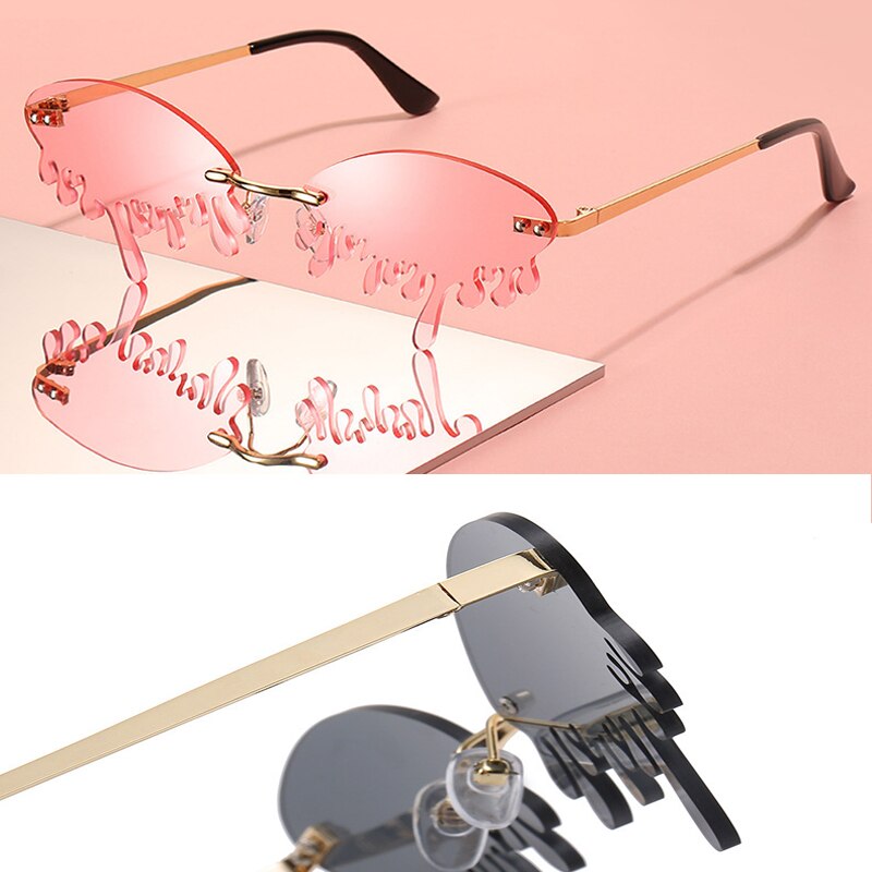 Dames zonnebril zonder montuur retro unieke tranen vorm steampunk zonnebril