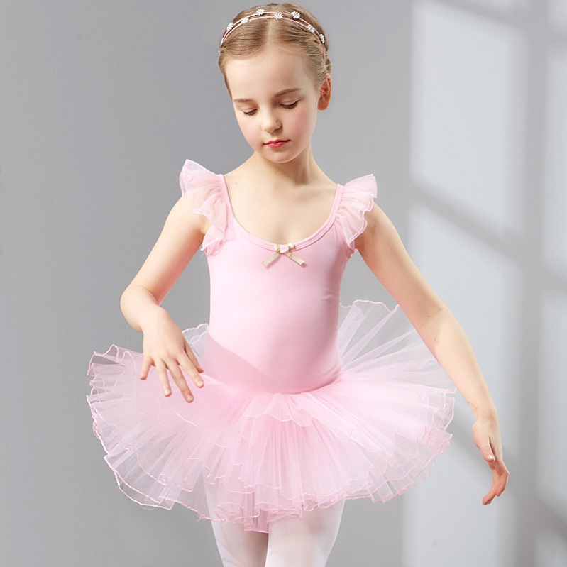 Baumwolle und Spandex Ballett Kleid Ballettröckchen Ballett Danse für Mädchen freundlicher freundlicher Ärmellose Tüll tanzen: Sakura Rosa / 110-120 cm