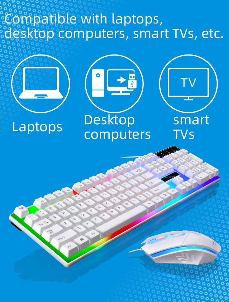 G21 wired USB mechanical suspension keyboard led colorful backlight game keyboard waterproof for PC wired mouse and keyboard set
