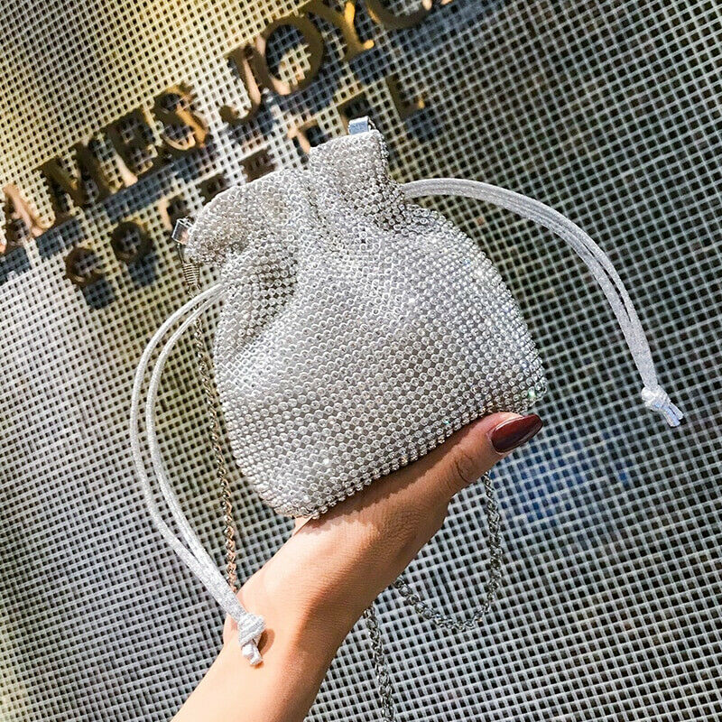 Mini pochette en diamant pour femmes, sac à main de soirée, de mariée, de bal, à la ,: Argent