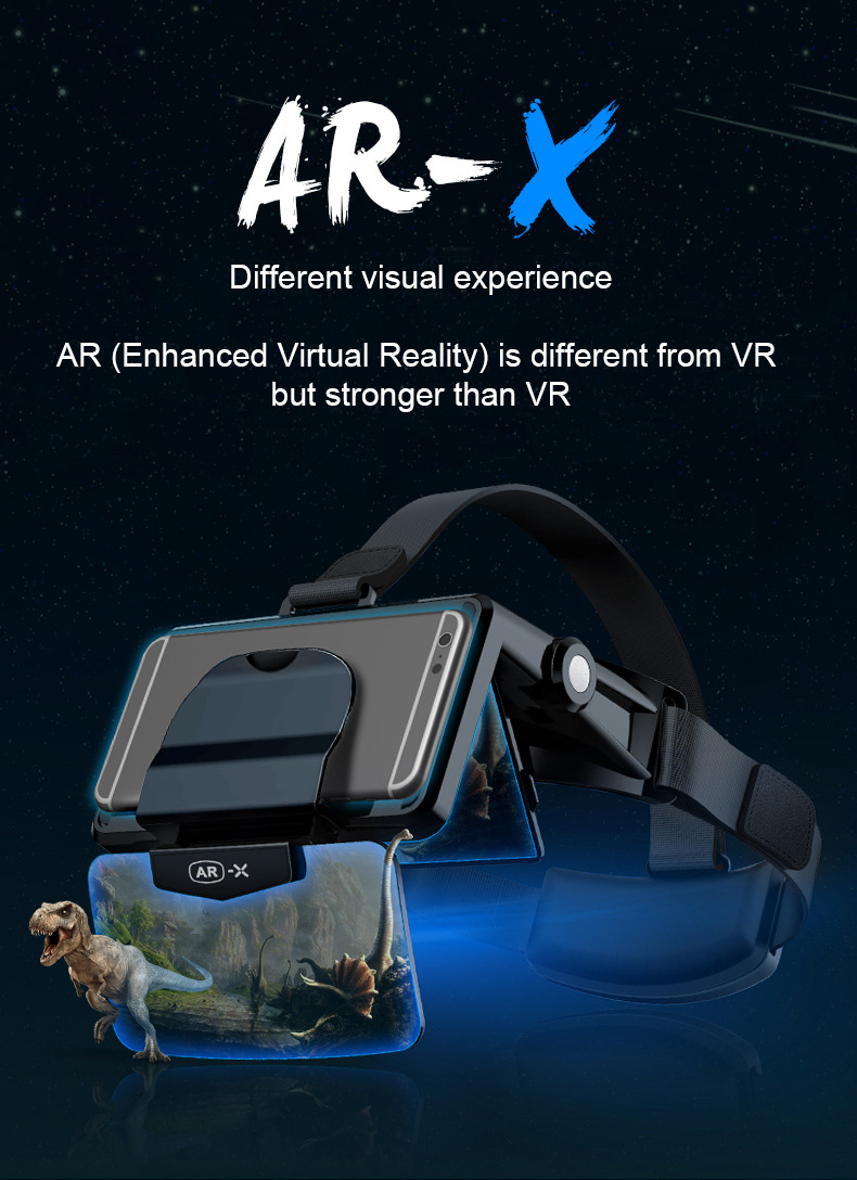 AR-X 3D Vr Bril Helm Virtual Reality Vr Bril Headset Touch Voor Smartphone Kartonnen Casque Smart Telefoon Android 3 D lense